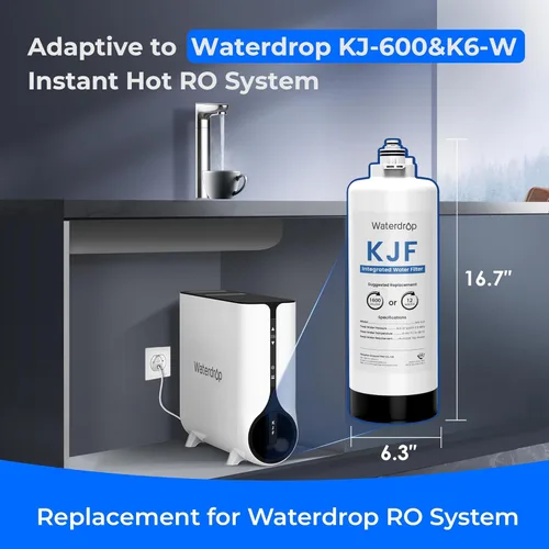 Miniatura 2 de Waterdrop WD-KJF Filtro, Reemplazo para Sistema Dispensador de Agua Caliente Instantánea por Ósmosis Inversa WD-KJ600, Vida útil de 12 meses