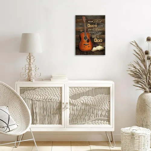 Miniatura 2 de Lienzo de guitarra para pared, diseño vintage y musical, cuadros cristianos para cocina, dormitorio, baño, oficina, retro, impresión musical