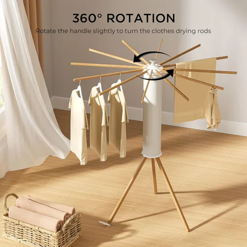 Miniatura 3 de SUNOUTLY Estante de secado de ropa con trípode, estante portátil y plegable para ahorrar espacio, estante para secadora de ropa, balcón, dormitorio