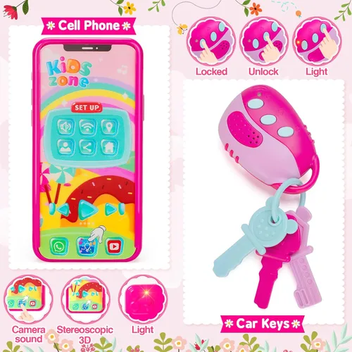 Miniatura 5 de Officygnet Bolso de Juguete para Niñas, 1, 2, 3 Años de Edad, Bolso de Niña Pequeña Juguetes con Kit de Maquillaje de Fantasía, Juguete de Juego