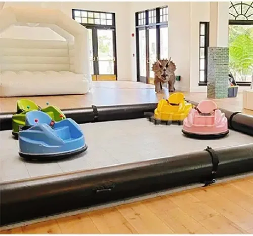 Miniatura 5 de Pista de carreras de coches de choque inflable adecuada para que los niños jueguen, solo tubo, fondo no incluido (Negro1-10 * 10 pies)