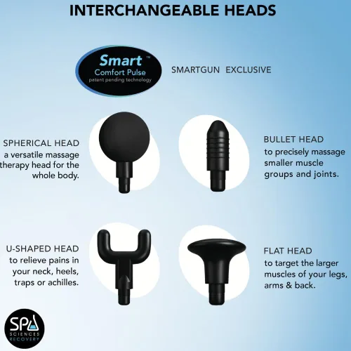 Miniatura 6 de SPA SCIENCES - SmartGun Pro - Masajeador terapéutico de percusión de tejido profundo - para dolor muscular - con cabezales intercambiables y 8 Negro