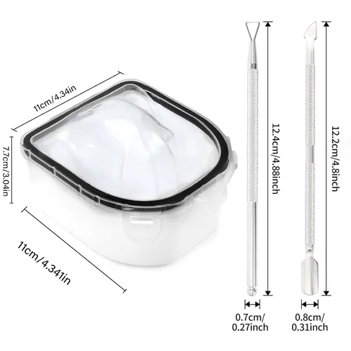 Miniatura 4 de Cuenco para remojar uñas, remojar esmalte de gel para remojar el polvo de inmersión para manos, acetona, cuenco de manicura con pelador de cutículas