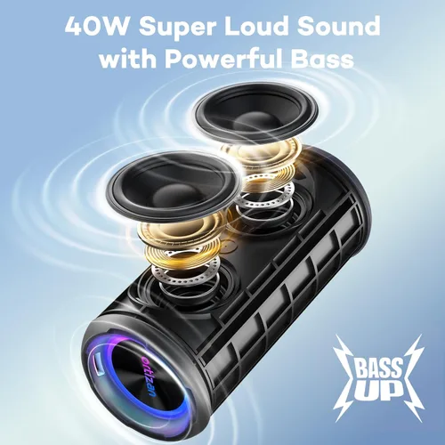 Miniatura 2 de Ortizan Altavoz Bluetooth portátil inalámbrico (2.ª generación), sonido fuerte de 40 W y graves profundos, 30 horas de reproducción, IPX7