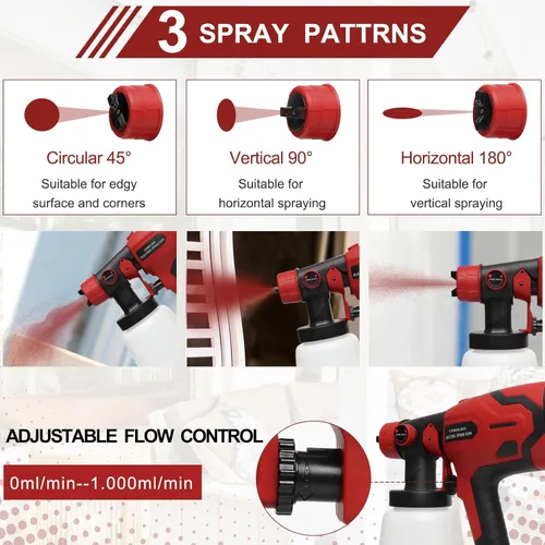 Miniatura 3 de Pulverizador de pintura inalámbrico para batería Milwaukee de 18 V, pulverizadores de pintura para interior del hogar, HVLP, eléctrico, sin aire