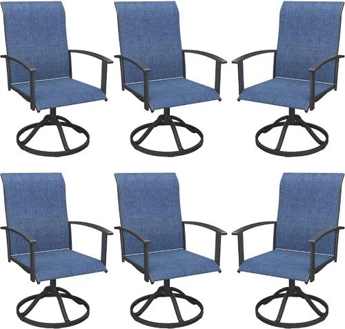 Miniatura 42 de VICLLAX Juego de 2 sillas de comedor giratorias para patio, sillas de exterior de tela de malla de textileno acolchada con reposabrazos para porche