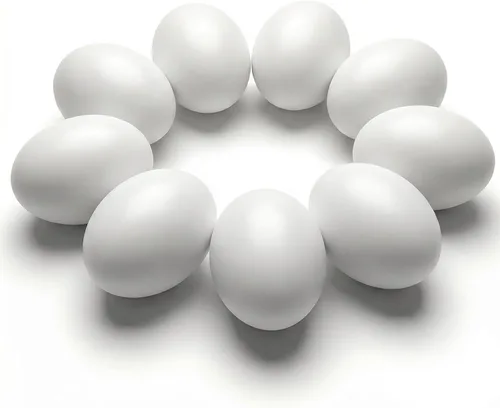 SallyFashion Huevos falsos de madera para cajas de anidación, 9 huevos de Pascua blancos para manualidades, accesorios de cocina para niños pequeños