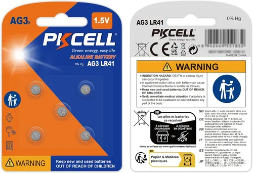 Miniatura 8 de PKCELL Batería AG3 1.5V LR41 392 384 192 Botón de célula alcalina para termómetro digital - 5