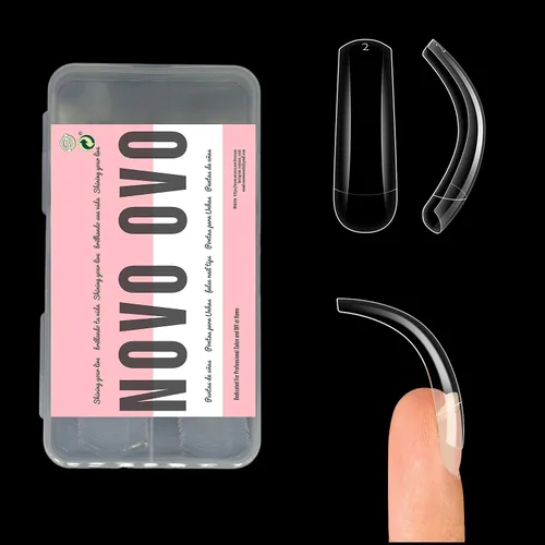 Miniatura 11 de NOVO OVO Halloween 500 piezas Puntas de uñas postizas curvas Hawk transparentes extra súper extremas de curva profunda y media, puntas de garra