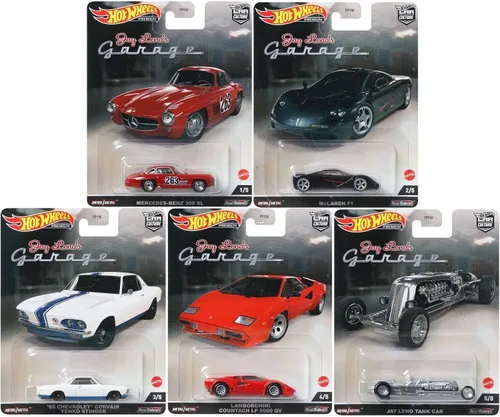 Hot Wheels Car Culture 2022 Jay Leno's Garage - Paquete completo de 5 (FPY86‑957N) | Mercedes‑Benz 300 SL, McLaren F1, Corvair Yenko Stinger '66,