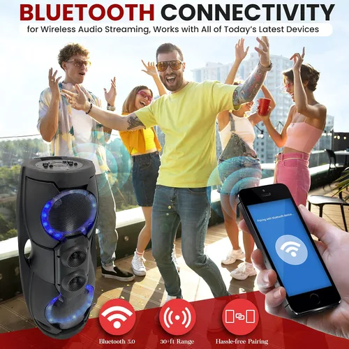 Miniatura 6 de Pyle Sistema de altavoces PA Bluetooth portátil - Sistema PA de altavoz Bluetooth de 1000 W para interiores y exteriores, con TWS, grabadora