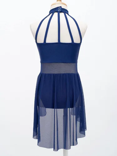 Miniatura 21 de Vestido de ballet lírico para niñas y niñas, sin mangas, encaje floral, leotardo contemporáneo, moderno disfraz de baile