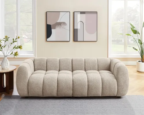 Miniatura 2 de VANOMi Sofá Boucle de Gran Tamaño de 88", Sofá Moderno Tapizado Acolchado Tipo Nube, Sofá Boucle de Asiento Profundo, Acogedor Sofá Moderno de 3