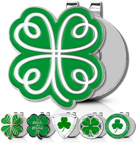 Miniatura 10 de ClubSmith® Lucky - Marcador de pelota de golf con clip magnético para sombrero, trébol irlandés y trébol, marca de alineación premium, accesorios