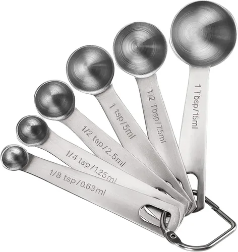 Cucharas medidoras, juego de tazas de cucharas medidoras de acero inoxidable de alta calidad, cucharada pequeña con medidas métricas y
