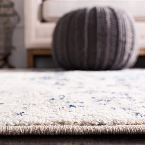 Miniatura 7 de SAFAVIEH Madison Collection - Alfombra de área cuadrada de 4 pies, color crema y azul marino, diseño desgastado de medallón de copo de nieve,