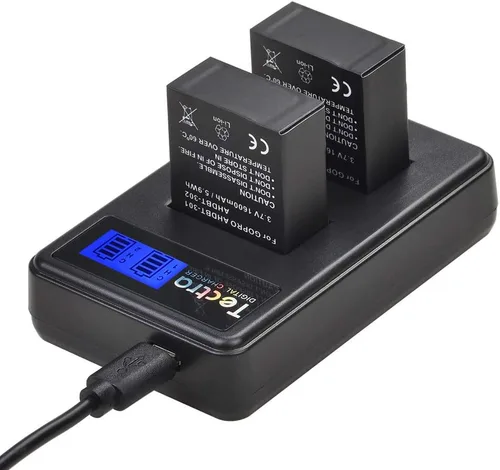 Miniatura 9 de Tectra Paquete de 3 baterías de repuesto AHDBT-301 Hero3 + cargador dual LCD para cámaras GoPro Hero 3, Go Pro Hero 3+, AHDBT-301, AHDBT-302