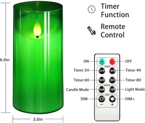 Miniatura 6 de NURADA Velas parpadeantes sin llama de 3 x 6 pulgadas Velas LED de vidrio irrompible con pilar Velas de acrílico con control remoto y temporizador