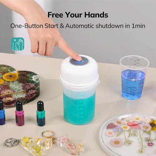Miniatura 2 de Winartton Mezclador automático de resina, mezclador epoxi fácil de limpiar con paleta de silicona y taza de mezcla, burbuja mínima, manos libres