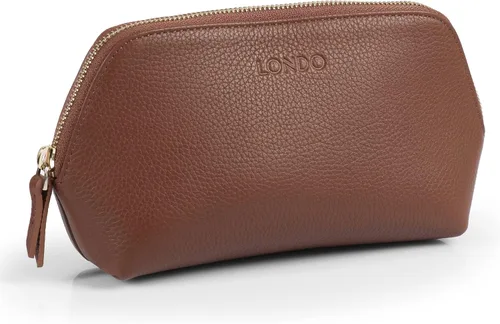 Miniatura 9 de Londo Bolsa de maquillaje de cuero genuino bolsa cosmética organizador de viaje embrague de artículos de tocador