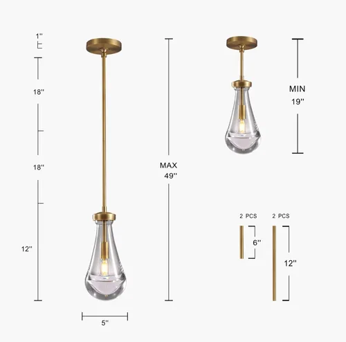 Miniatura 3 de Luces Colgantes Modernas de Gota de Lluvia, Luces Colgantes para Isla de Cocina, Lámpara de Comedor con Barra de Latón, Candelabro de Gota de Lluvia