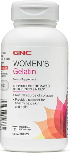 GNC Suplemento de gelatina para mujer, apoya la salud del cabello, la piel y las uñas, fuente natural de colágeno, 60 cápsulas