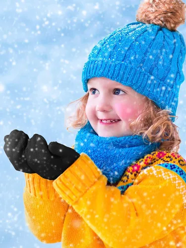 Miniatura 2 de Boao 5 pares de guantes de punto elásticos para niños y niñas, guantes cálidos de invierno para niños y niñas