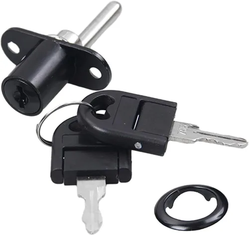 Miniatura 5 de Cerradura de émbolo resistente para protección segura de gabinetes y cajones, 0.630 in, color negro, espacio entre agujeros de 1.260 in