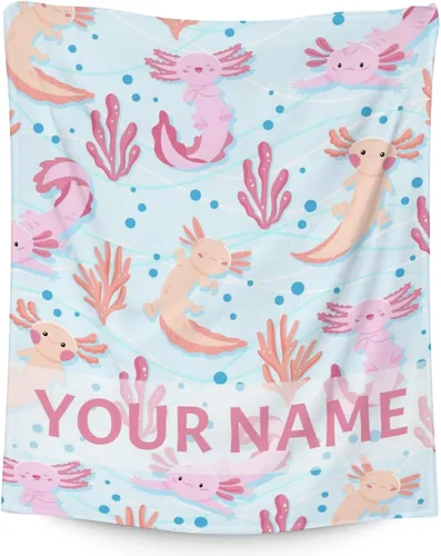 Miniatura 22 de Axolotl - Manta de regalo de 40 x 50 pulgadas para niñas, manta suave y mullida azul para cama, sofá y sala de estar Axolotl1-1