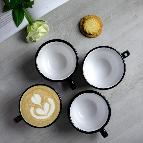 Miniatura 5 de City to Cottage Taza y platillo de café capuchino de cerámica grande de lunares blancos y negros hechos a mano de 12 oz/11.8 fl oz, cerámica