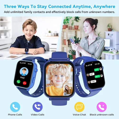 Miniatura 5 de Reloj inteligente 4G para niños, reloj inteligente para niños y niñas de 4 a 12 años con llamadas, SOS, controles parentales, juegos, cámara
