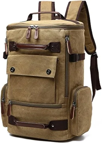 Miniatura 8 de Mochila de lona vintage Mochila de viaje casual Mochila de 15.6 pulgadas para laptop Mochila de senderismo camping