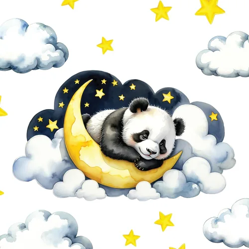 Miniatura 12 de Calcomanía de pared extraíble – Conejito dormido en la nube con luna y estrellas Juego de calcomanías de tela grande para guardería o habitación