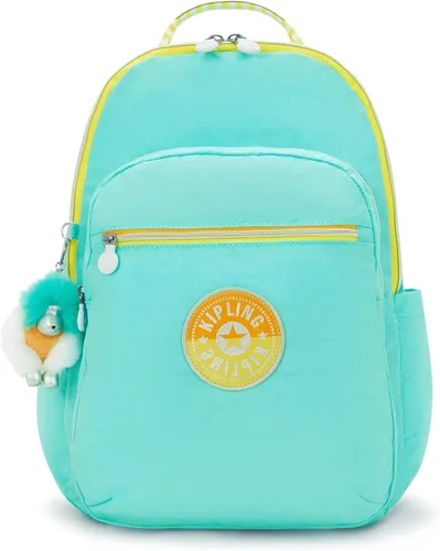 Miniatura 45 de Kipling Seoul - Mochila grande metálica para portátil de 15 pulgadas, Agua (Aqua Flowers)