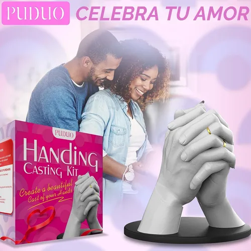 Miniatura 3 de Puduo Kit de Moldeo de Manos para Parejas o Familia, Molde de Mano de Yeso DIY Kit de Escultura de Recuerdo, Regalos para Ella, Niños, Bodas