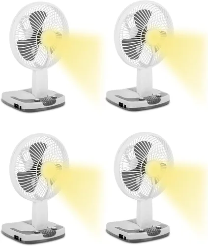 Miniatura 8 de Technical Pro Adventure Series - Ventilador recargable de escritorio/pared con lámpara de trabajo LED, ventilador ajustable y portátil