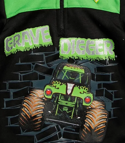 Miniatura 3 de Monster Jam Sudadera con capucha de forro polar con media cremallera color negroverde