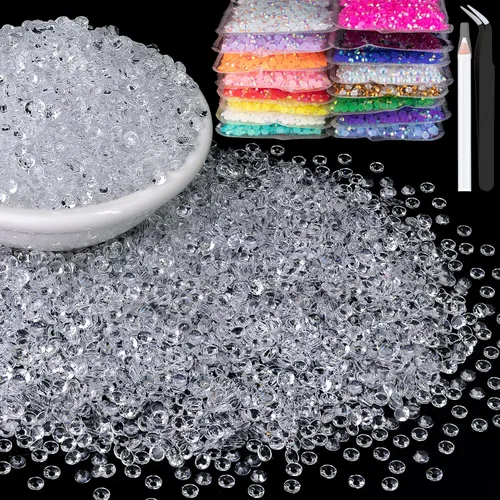 Miniatura 36 de 15000 diamantes de imitación de resina de 0.079 pulgadas a granel, diamantes de imitación de gelatina redondos negros con parte trasera plana, gemas