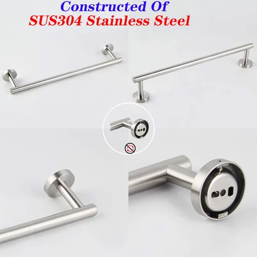 Miniatura 4 de GERZWY Barra para toallas de baño de 24 pulgadas, de acero inoxidable cepillado, estilo contemporáneo, montaje en pared para baño y cocina