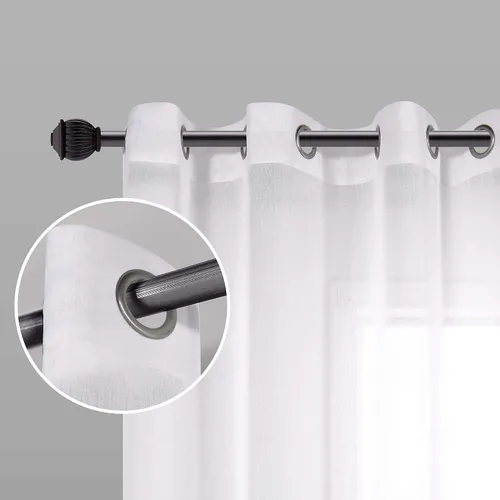 Miniatura 5 de KOUFALL - Cortinas negras de 63 pulgadas de largo para dormitorio, juego de 2 paneles con ojales, cortinas semitransparentes de imitación de lino