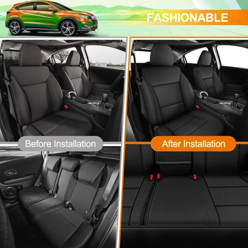 Miniatura 5 de DISUTOGO Fundas de asiento personalizadas para Honda HRV 2016-2018 EX EX-L y 2016-2022 LX Juego completo de cojines de asiento de cuero sintético