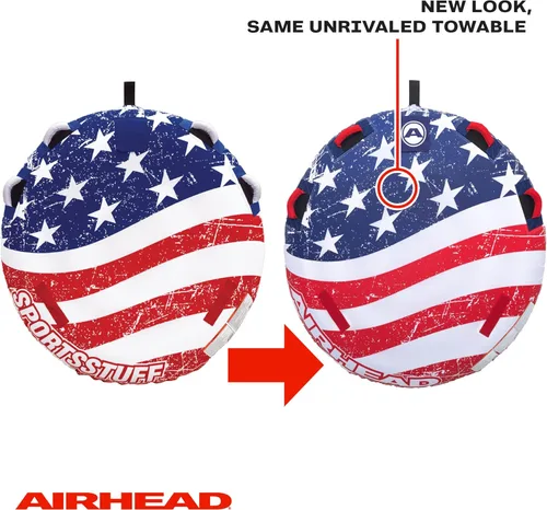 Miniatura 5 de SportsStuff Airhead Stars and Stripes - 1 tubo remolcable para navegación y deportes acuáticos, fabricado en los Estados Unidos, cubierta de nailon