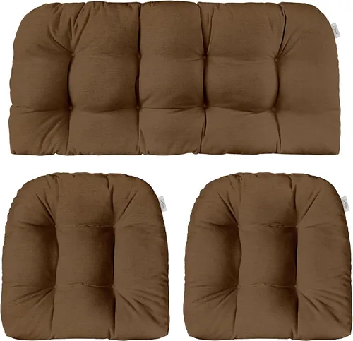 Miniatura 57 de RSH DECOR: Sunbrella - Juego de 3 cojines de mimbre copetudos 41 x 19 pulgadas y 19 x 19 pulgadas Fabricado con tela de rendimiento Sunbrella