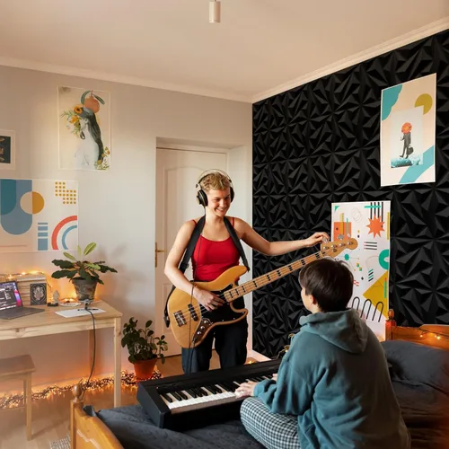 Miniatura 8 de Art3dwallpanels Paquete de 20 paneles acústicos de pared insonorizados de espuma acústica amortiguadores de sonido, absorción de sonido 3D, 12 x 12
