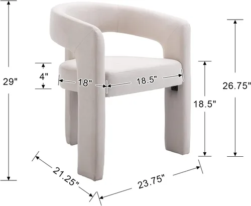Miniatura 2 de HNY Juego de 6 sillas modernas de barril para cocina y comedor, sillas acentuadas tapizadas en lino con brazo, sillas de tocador laterales de 47 cm