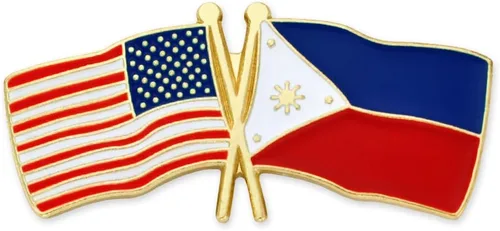 Miniatura 73 de PinMart Pin de solapa esmaltado con bandera de la amistad cruzada de Estados Unidos y el mundo