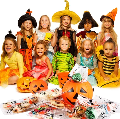 Miniatura 5 de 100 bolsas de golosinas de Halloween, bolsas transparentes autoadhesivas para caramelos, bolsas de plástico de celofán para galletas para recuerdos