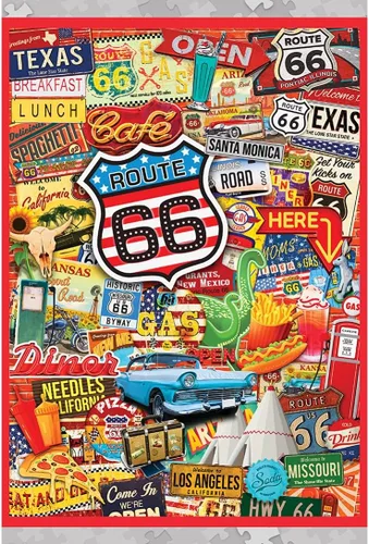 Miniatura 7 de Masterpieces Rompecabezas de 1000 piezas con estuche de lata coleccionable - Route 66 - 11.25"x16.75
