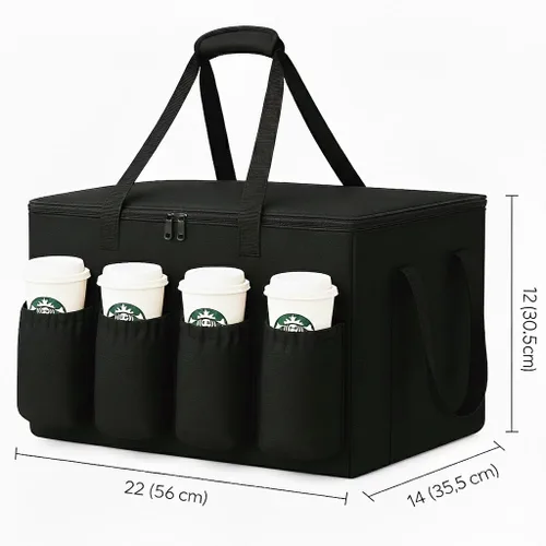 Miniatura 8 de musbus Bolsa de catering para doordash uber eats 22x14x13 Bolsa aislada para entrega de alimentos con portavasos/portabebidas Premium XXL, bebidas
