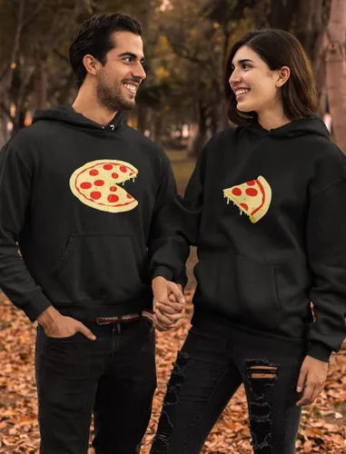 Miniatura 4 de The Missing Piece Pizza - Sudadera con capucha a juego para parejas, él y ella